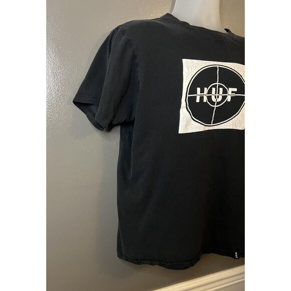 HUF Shirt Mens Medium Black Target Logo Graphic Streetwear Skate Crewneck Tee - Picture 2 of 6